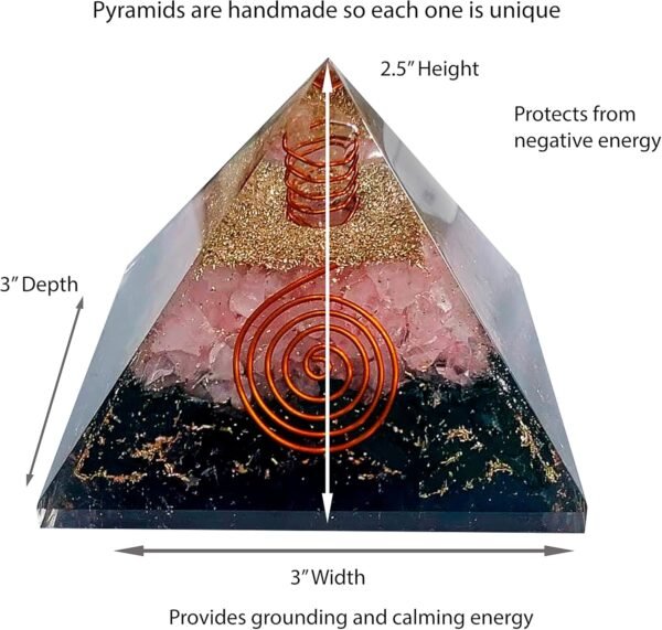 Crystal Orgone Pyramid – Orgonite Energy Generator with Copper-Wrapped Quartz and Shungite Crystals for Positive Energy