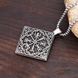 Fashion Vintage Stainless Steel Viking Compass Pendant Necklace For Men Nordic Celtic Knot Necklaces Punk Amulet Jewelry Gifts