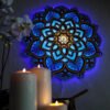 Wooden Carved LED Mandala Lotus Lamp – Wall Hanging Night Light for Yoga Room & Bedroom | Home Decor Art Statue