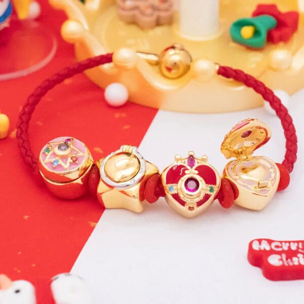 925 Sterling Silver Anime Sailor Moon Gold Color Charms Beads For Bracelet Bangle Charms DIY Jewelry Making Sailor Fans Gift