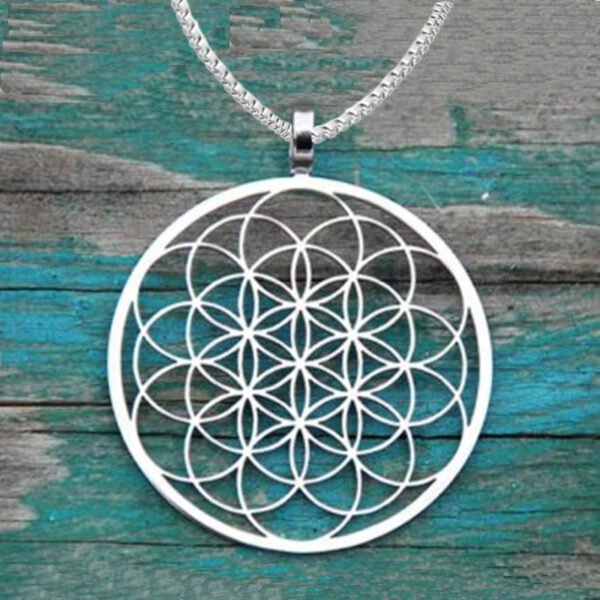 Seed Of Life Necklace Geometric Pendant Sacred Geometry Flower of life necklaces & pendants With 60 cm box chain for women