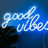 Good Vibes Neon Sign for Bedroom Wall Decor Powered by USB Neon Light, Ice Blue Color,16.1"X8.3"X0.6"