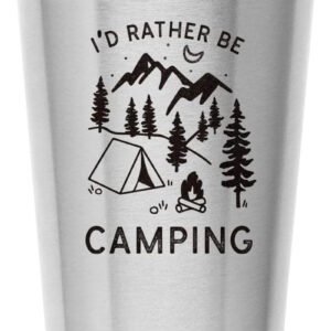 Rather Be Camping Stainless Steel Cup (16 Ounce) - Funny Gift Mug for Outdoorsmen - RV Gift, Happy Camper Gear Idea, Unique Travel Accessory for Coffee, Beer, Wine - Novelty Gift for Women