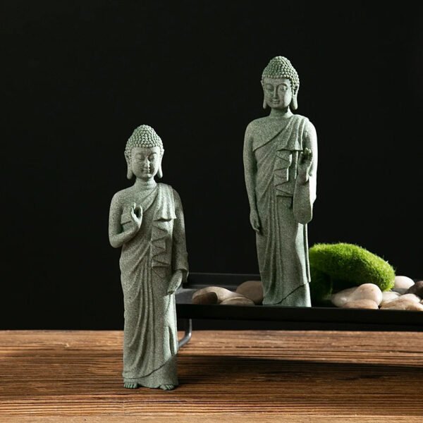 Buddhist Ornament Buddha Statue Zen Ornament Buddhist Figurines Sandstone Artwork Oriental Culture Ornament Home Ornament
