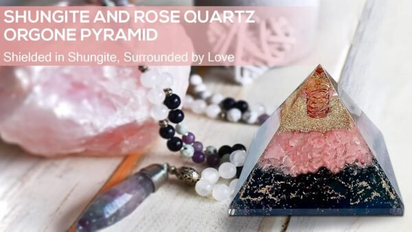 Crystal Orgone Pyramid – Orgonite Energy Generator with Copper-Wrapped Quartz and Shungite Crystals for Positive Energy