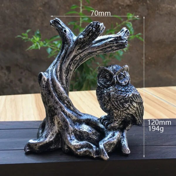 Resin Mushroom Tree Owl Figurine Statue Crystal Sphere Holder Ball Stand Display Base Sculpture
