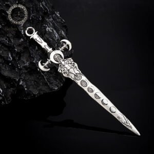 Vintage Vikings Lunar Phase Sword Hair Stick for Women Norse Cross Moon Hairpins Gothic Wicca Witch Headwear Punk Female Jewelry