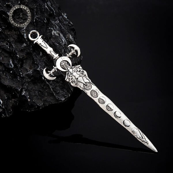 Vintage Vikings Lunar Phase Sword Hair Stick for Women Norse Cross Moon Hairpins Gothic Wicca Witch Headwear Punk Female Jewelry