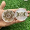 6CM Natural Crystal Selenite Slice Slab White Gypsum Chakra Flower of Life Charging Plate Yoga Meditation buy one and get one free