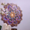 Wooden Carved LED Mandala Lotus Lamp – Wall Hanging Night Light for Yoga Room & Bedroom | Home Decor Art Statue