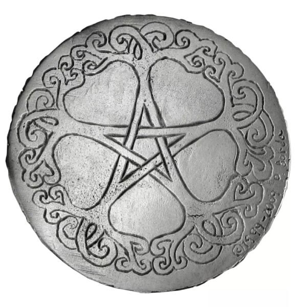 Pewter Tree Pentacle Paten Altar Tile Disk Dryad Design Wiccan Ritual Supplies