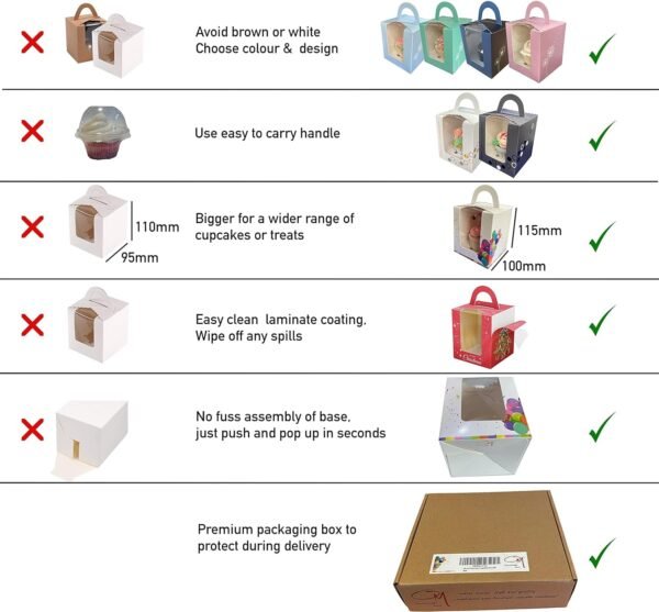 White with Silver and Gold Design, Congratulations, Anniversary or Invitation Individual Cupcake Boxes or Cookie Boxes, Pack of 25 Colorful Custom Designs, Premium Cake Box.