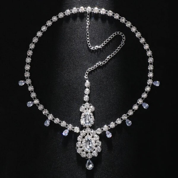 Bohemian Bridal Headband Crystal Waterdrop Headpiece Hair Chain for Women Wedding Rhinestone Forehead Jewelry Hair Accesories