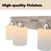 | Bathroom Vanity Light Bar | Interior Bathroom Lighting Fixtures with Modern Glass Shade | Bathroom Lights over Mirror | (Brushed Nickel, 3 Lights, E26 100W LED, Bulbs Not Included)