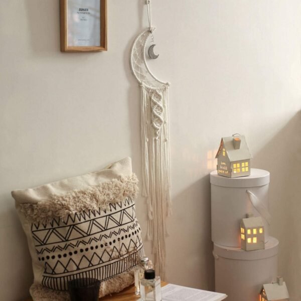 Girls Room Decor Moon Dream Catcher Wall Art for Girls Women Xmas Gifts Moon Room Decor Boho Tapestry for Girl Macrame Wall Hanging Dreamcatcher Girls Gift Wall Decor Moon Gift