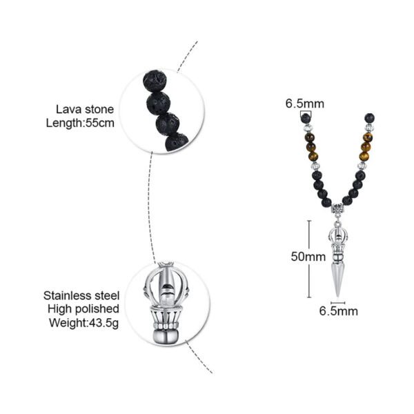 TIBETAN BUDDHIST PHURBA KILAYA THE MAGIC DAGGER WITHTIGER’S EYE LAVA STONE NECKLACE FOR MEN JEWELRY