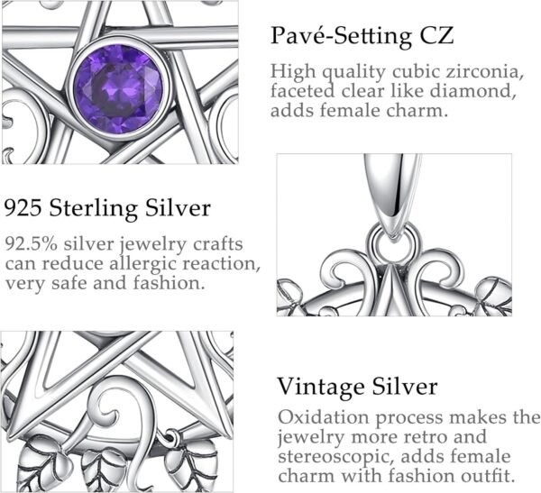 Vito Sterling Silver Tetragrammaton Necklace for Women Men, Abalone Shell 18k Gold Plated Pentagram Pendant, Wiccan Protection Amulet Pentacle Star Jewelry Gift for Wife Husband, 24"/18"/22"