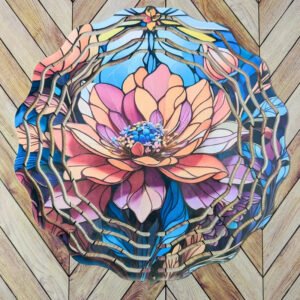 Pink Flower 3D Sublimation Wind Spinner | Hanging Wind Spinner | Yard Decoration | Garden Decoration | Outdoor Decoration