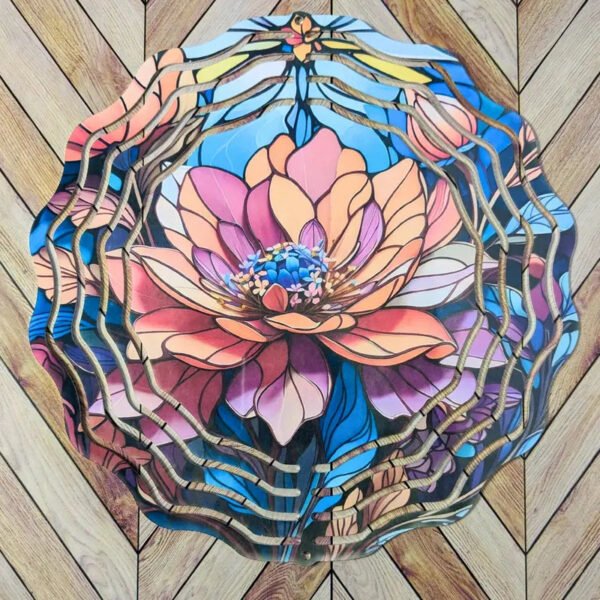 Pink Flower 3D Sublimation Wind Spinner | Hanging Wind Spinner | Yard Decoration | Garden Decoration | Outdoor Decoration