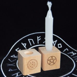 1-pair-Wood-Altar-candle-holders-Pentacle-wooden-Candlestick-with-Viking-compass-runes-ritual-light-holders 1 pair Wood Altar candle holders Pentacle wooden Candlestick with Viking compass runes ritual light holders witchcraft supplies Tarot &Divination