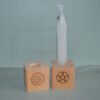 1 pair Wood Altar candle holders Pentacle wooden Candlestick with Viking compass runes ritual light holders witchcraft supplies Tarot &Divination