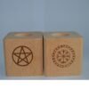 1 pair Wood Altar candle holders Pentacle wooden Candlestick with Viking compass runes ritual light holders witchcraft supplies Tarot &Divination