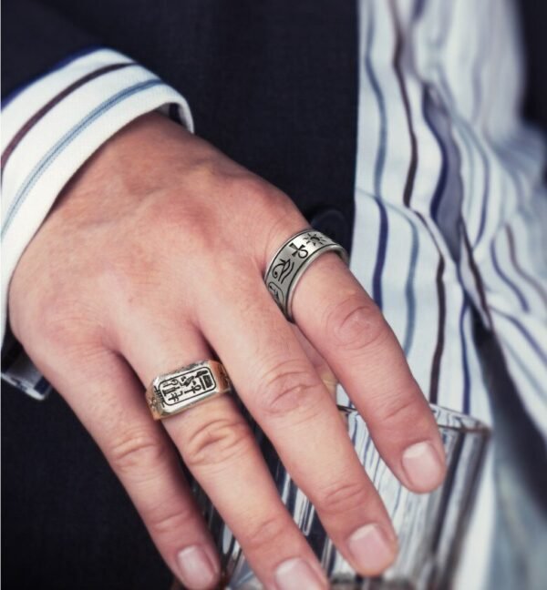 100%925 Sterling Silver Egyptian Ring Men's Style - Rings