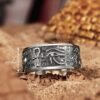 100%925 Sterling Silver Embossed Egyptian Gods Vintage Eye Of Horus Single Trendy Male Ring - Rings