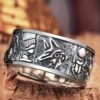 100%925 Sterling Silver Embossed Egyptian Gods Vintage Eye Of Horus Single Trendy Male Ring - Rings