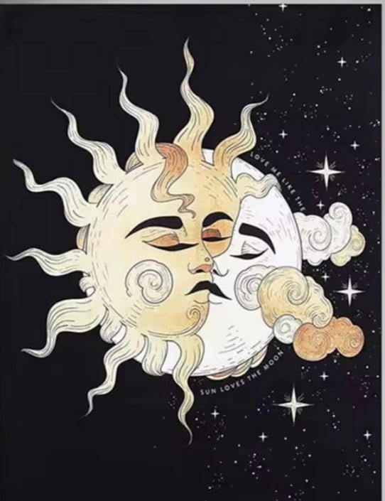 Tarot Tapestry Wall Hanging Psychedelic Stars Printed Hand Made Sun and Moon Tapestries for Bedroom Living Room,Dorm Decor