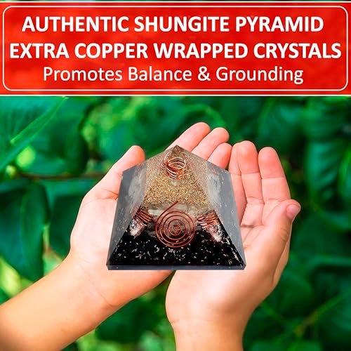 Crystal Orgone Pyramid – Orgonite Energy Generator with Copper-Wrapped Quartz and Shungite Crystals for Positive Energy