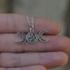 Pagan Crescent Moon Pentacle Pendant Necklace Triple Moon Celestial Jewelry Witch Gothic Jewelry