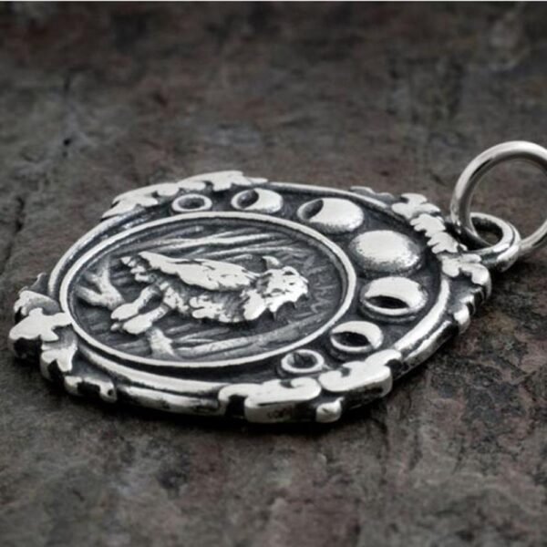 Witchcraft accessories moon phase crow necklace full moon half moon crescent moon viking jewelry pendant