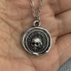 skull necklace, antique Memento Mori, Es fui sum eris, I used to be you, Witch jewelry Gothic Pagan Wiccacraft accessories