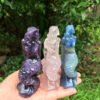 Mermaid Crystal Stones | Natural Stone Mermaid | Carved Crystal Pink | Pink Amethyst Gems - Stones
