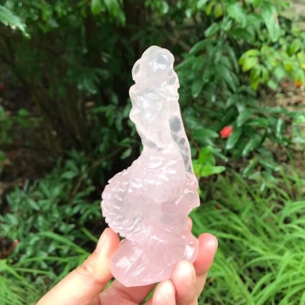Mermaid Crystal Stones | Natural Stone Mermaid | Carved Crystal Pink | Pink Amethyst Gems - Stones