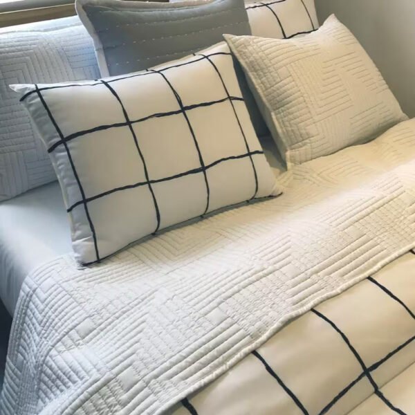 Zander 2-Piece White Plaid Microfiber Twin Comforter Set