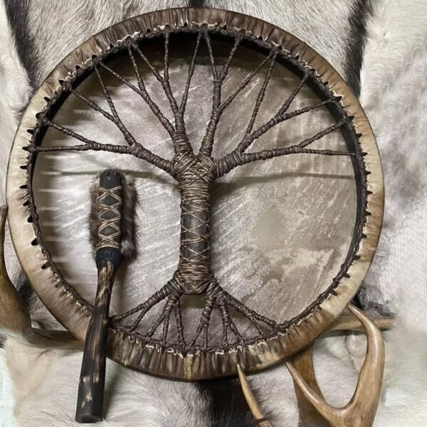 Shaman Drum Tree of Life Decoration Design Handmade Shamanic Drum Siberian Drums Spirit Music with Drumstick Home Ornament