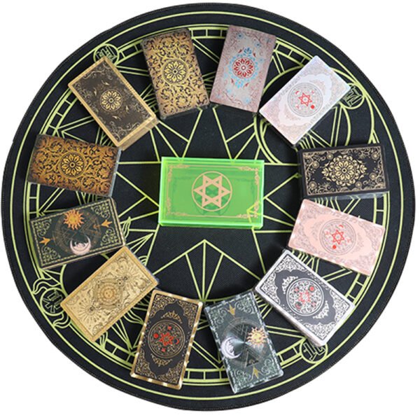 12 * 7cm Gold Foil Tarot Brand Fluorescent Green Crystal Box Set Board Game Waterproof and Wear-resistant High-end Astrology