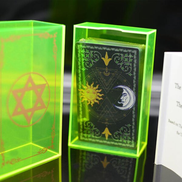 12 * 7cm Gold Foil Tarot Brand Fluorescent Green Crystal Box Set Board Game Waterproof and Wear-resistant High-end Astrology