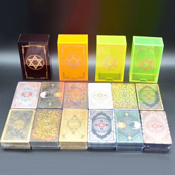 12 * 7cm Gold Foil Tarot Brand Fluorescent Green Crystal Box Set Board Game Waterproof and Wear-resistant High-end Astrology