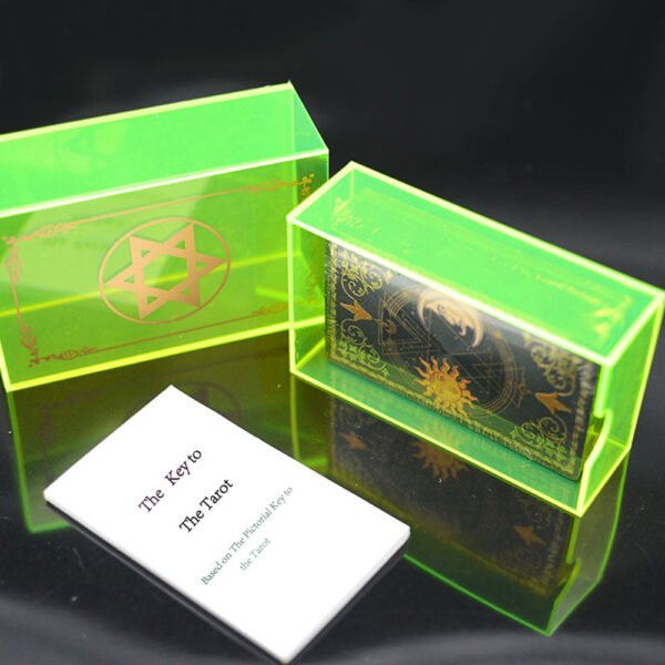 12 * 7cm Gold Foil Tarot Brand Fluorescent Green Crystal Box Set Board Game Waterproof and Wear-resistant High-end Astrology
