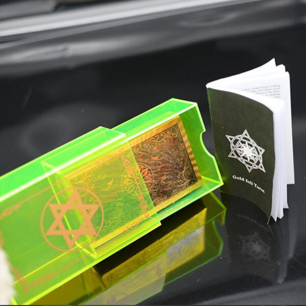 12 * 7cm Gold Foil Tarot Brand Fluorescent Green Crystal Box Set Board Game Waterproof and Wear-resistant High-end Astrology