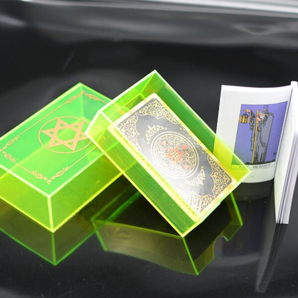 12 * 7cm Gold Foil Tarot Brand Fluorescent Green Crystal Box Set Board Game Waterproof and Wear-resistant High-end Astrology