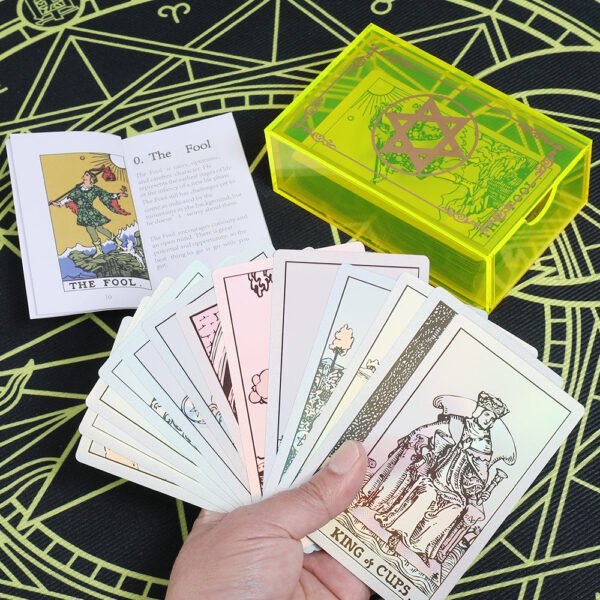 12 * 7cm Gold Foil Tarot Lemon Yellow Crystal Box Luxury Set Chess Board Game Waterproof and Wear-resistant Tape Manual