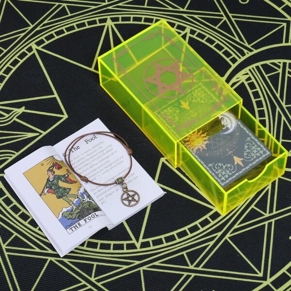 12 * 7cm Gold Foil Tarot Lemon Yellow Crystal Box Luxury Set Chess Board Game Waterproof and Wear-resistant Tape Manual