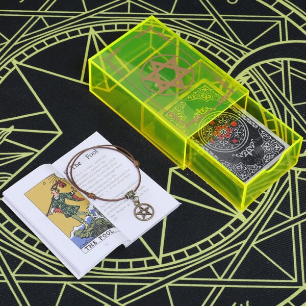 12 * 7cm Gold Foil Tarot Lemon Yellow Crystal Box Luxury Set Chess Board Game Waterproof and Wear-resistant Tape Manual