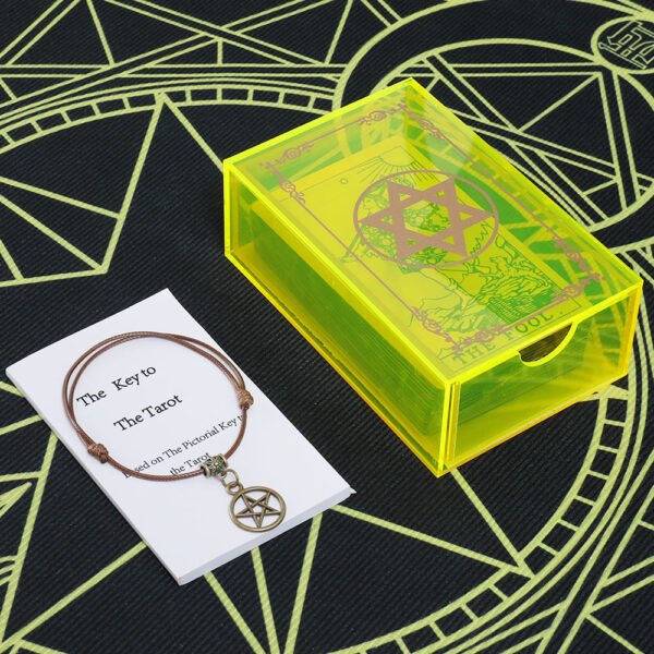 12 * 7cm Gold Foil Tarot Lemon Yellow Crystal Box Luxury Set Chess Board Game Waterproof and Wear-resistant Tape Manual