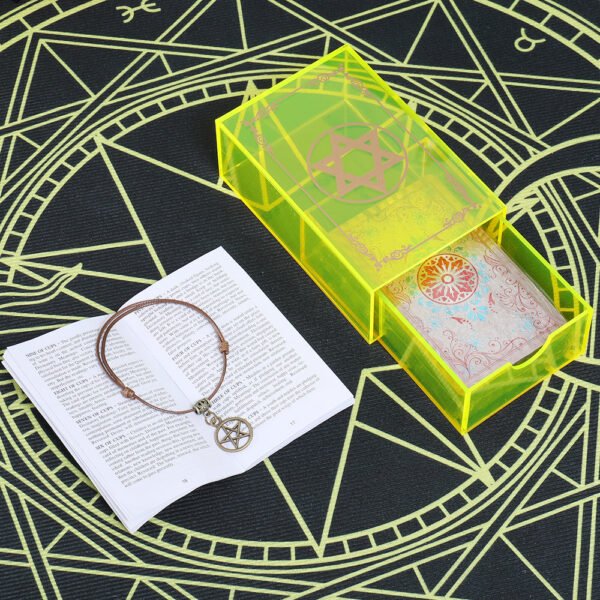 12 * 7cm Gold Foil Tarot Lemon Yellow Crystal Box Luxury Set Chess Board Game Waterproof and Wear-resistant Tape Manual