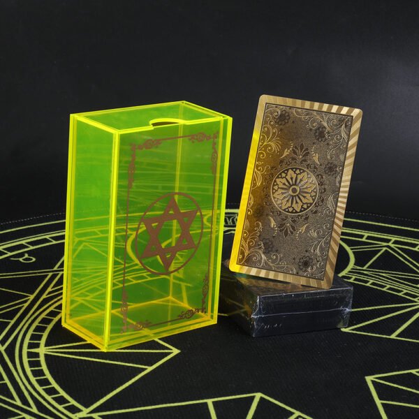 12 * 7cm Gold Foil Tarot Lemon Yellow Crystal Box Luxury Set Chess Board Game Waterproof and Wear-resistant Tape Manual
